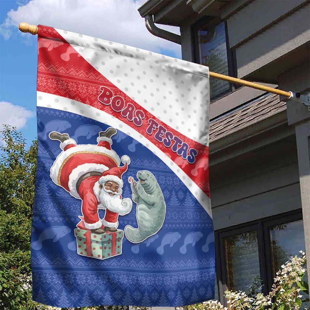 Cape Verde Christmas Garden Flag Black Santa Clause With The Manatee - Wonder Print Shop