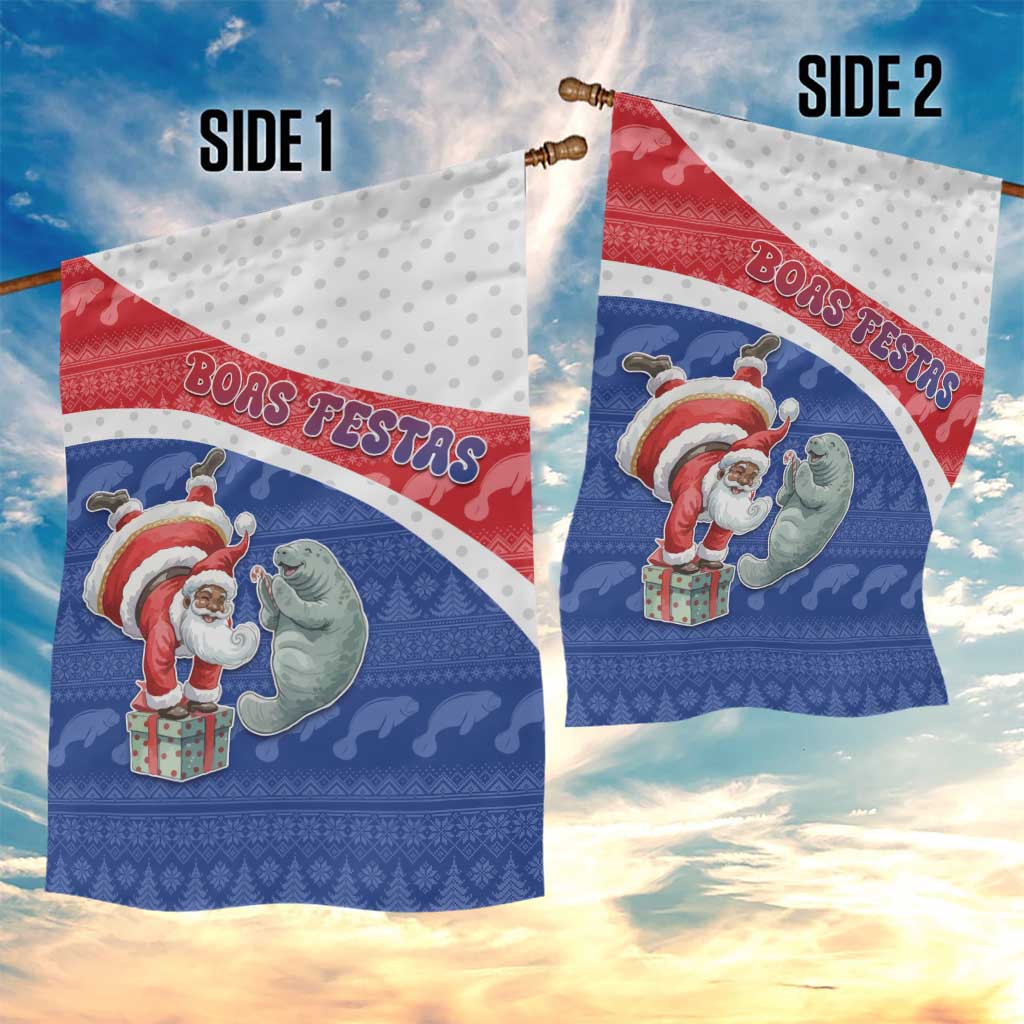 Cape Verde Christmas Garden Flag Black Santa Clause With The Manatee - Wonder Print Shop