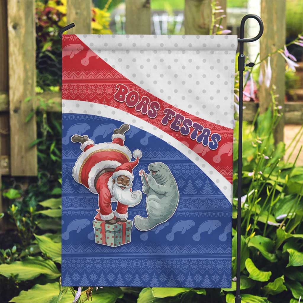 Cape Verde Christmas Garden Flag Black Santa Clause With The Manatee - Wonder Print Shop