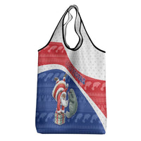 Cape Verde Christmas Grocery Bag Black Santa Clause With The Manatee - Wonder Print Shop