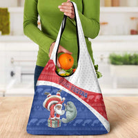 Cape Verde Christmas Grocery Bag Black Santa Clause With The Manatee - Wonder Print Shop