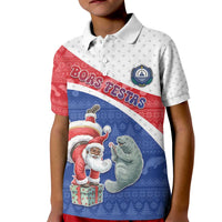 Personalized Cape Verde Christmas Kid Polo Shirt Black Santa Clause With The Manatee - Wonder Print Shop
