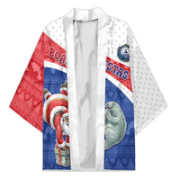 Personalized Cape Verde Christmas Kimono Black Santa Clause With The Manatee - Wonder Print Shop