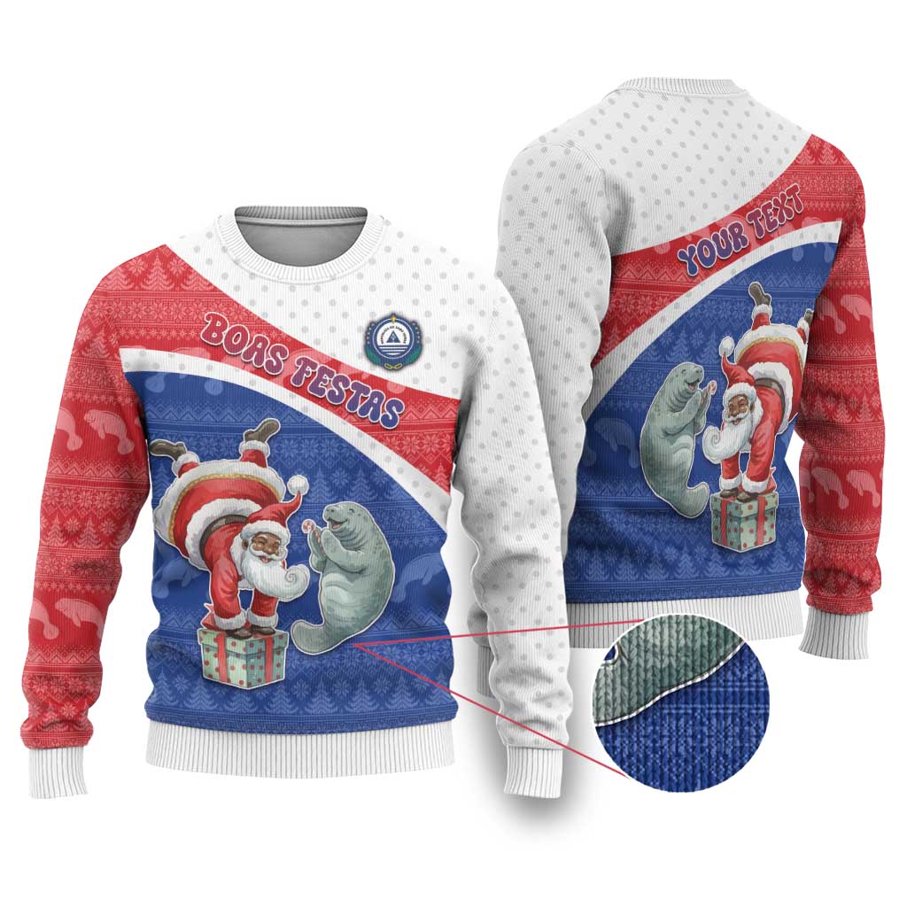 Personalized Cape Verde Christmas Ugly Christmas Sweater The Santa Clause With The Manatee - Wonder Print Shop
