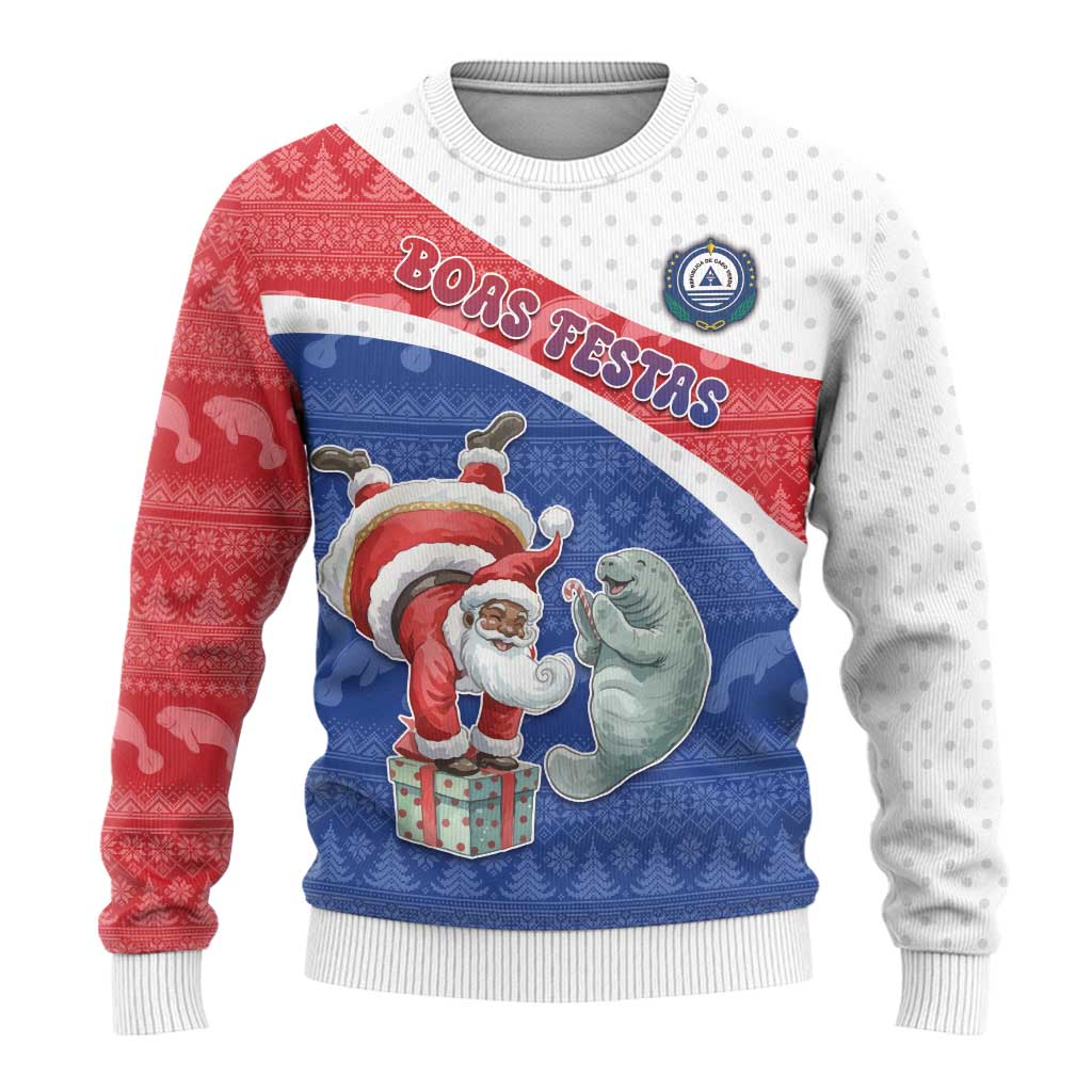 Personalized Cape Verde Christmas Ugly Christmas Sweater The Santa Clause With The Manatee - Wonder Print Shop