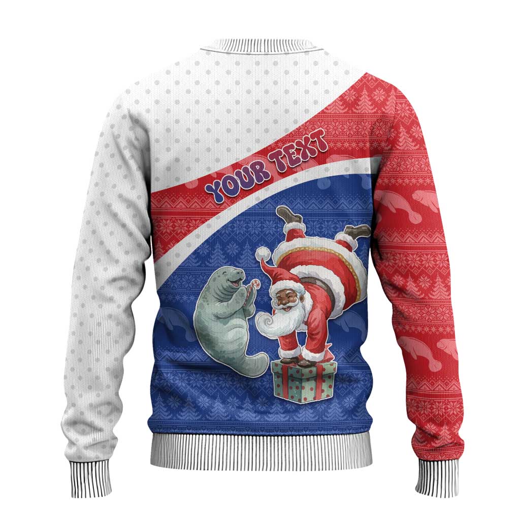 Personalized Cape Verde Christmas Ugly Christmas Sweater The Santa Clause With The Manatee - Wonder Print Shop