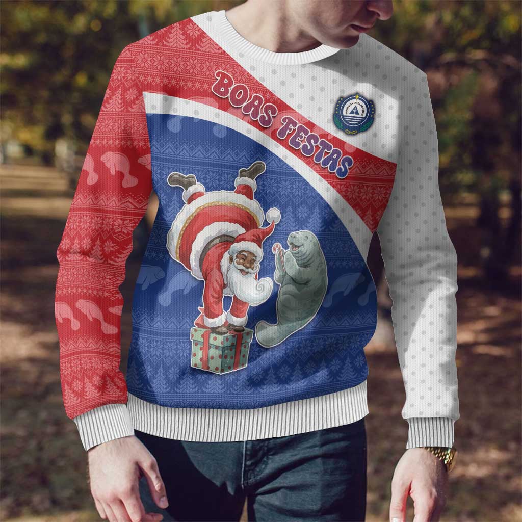Personalized Cape Verde Christmas Ugly Christmas Sweater The Santa Clause With The Manatee - Wonder Print Shop