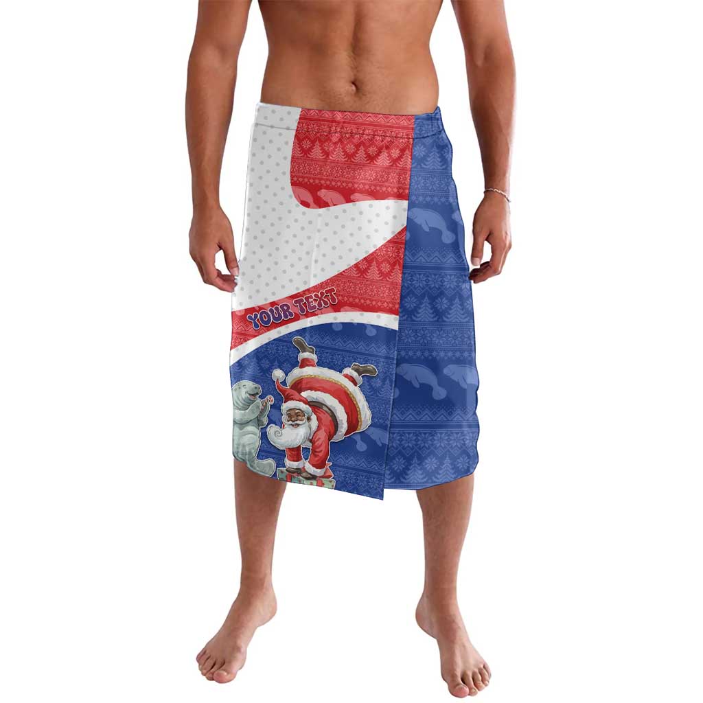 Personalized Cape Verde Christmas Lavalava Black Santa Clause With The Manatee - Wonder Print Shop