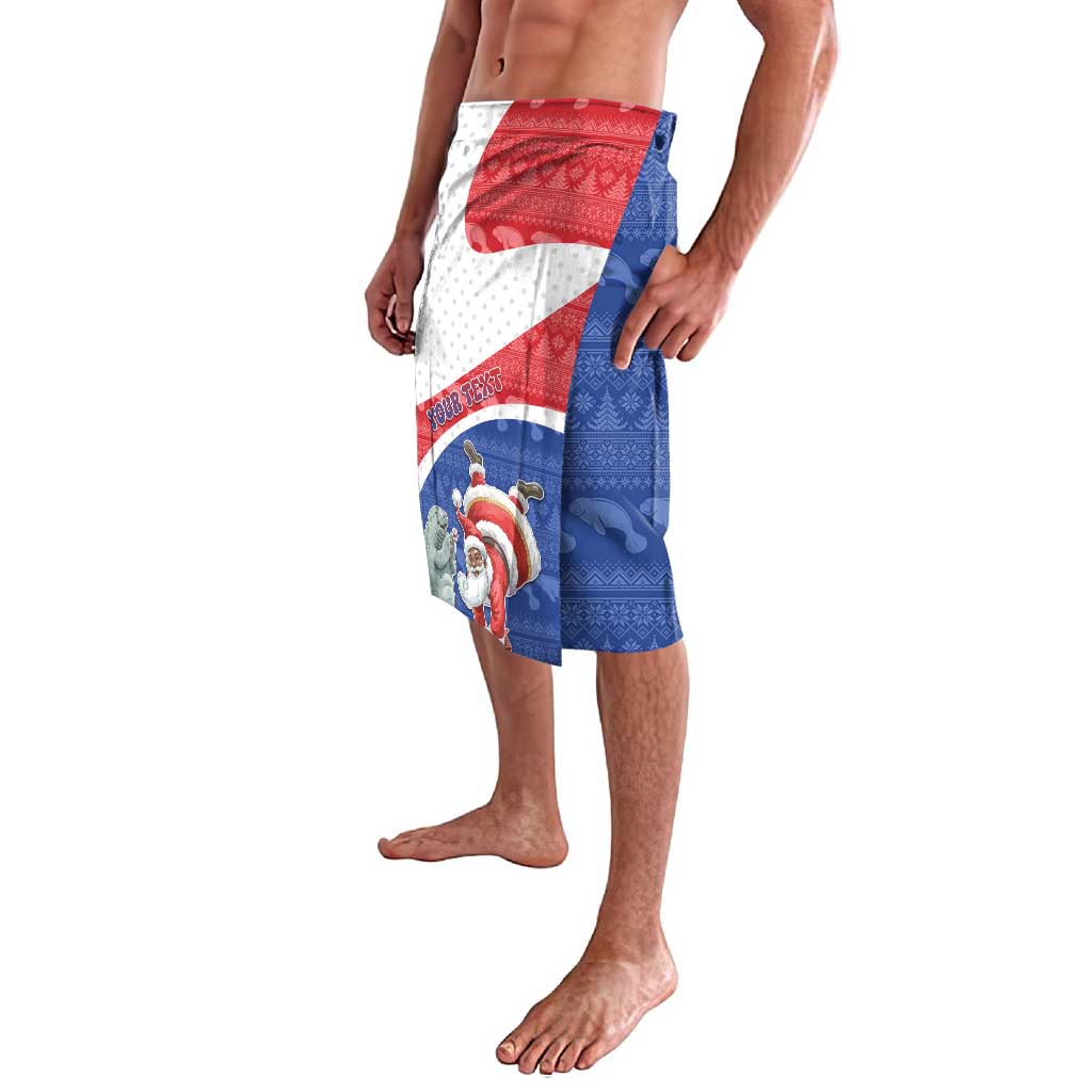 Personalized Cape Verde Christmas Lavalava Black Santa Clause With The Manatee - Wonder Print Shop