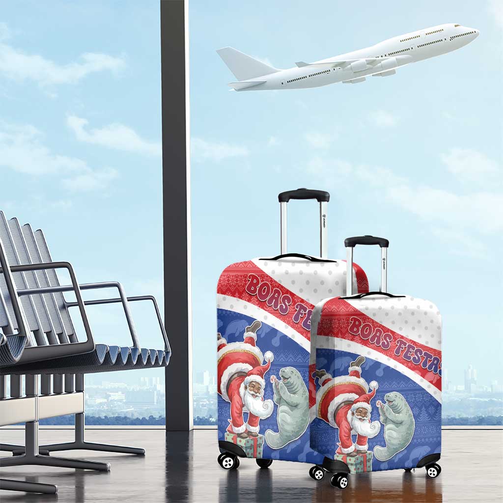 Cape Verde Christmas Luggage Cover Black Santa Clause With The Manatee - Wonder Print Shop