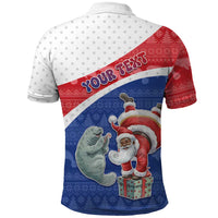 Personalized Cape Verde Christmas Polo Shirt Black Santa Clause With The Manatee - Wonder Print Shop