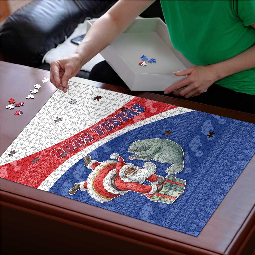 Cape Verde Christmas Puzzle Black Santa Clause With The Manatee - Wonder Print Shop