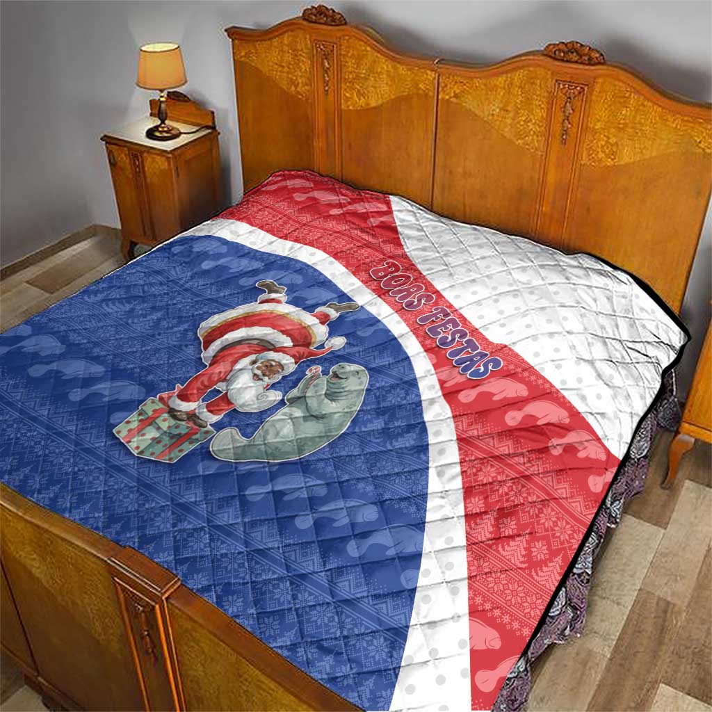 Cape Verde Christmas Quilt Black Santa Clause With The Manatee - Wonder Print Shop