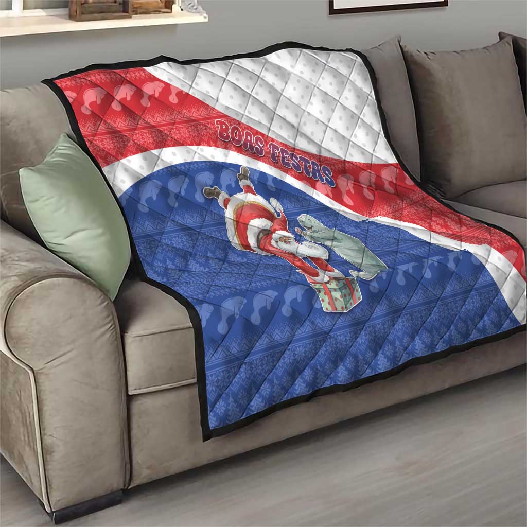 Cape Verde Christmas Quilt Black Santa Clause With The Manatee - Wonder Print Shop