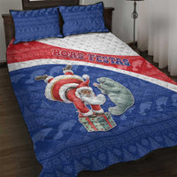 Cape Verde Christmas Quilt Bed Set Black Santa Clause With The Manatee - Wonder Print Shop
