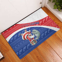 Cape Verde Christmas Rubber Doormat Black Santa Clause With The Manatee - Wonder Print Shop