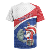Personalized Cape Verde Christmas Rugby Jersey Black Santa Clause With The Manatee - Wonder Print Shop