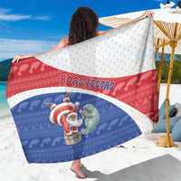 Cape Verde Christmas Sarong Black Santa Clause With The Manatee - Wonder Print Shop