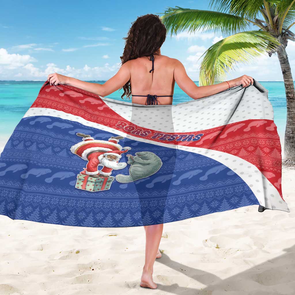 Cape Verde Christmas Sarong Black Santa Clause With The Manatee - Wonder Print Shop