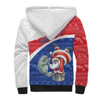 Personalized Cape Verde Christmas Sherpa Hoodie Black Santa Clause With The Manatee - Wonder Print Shop