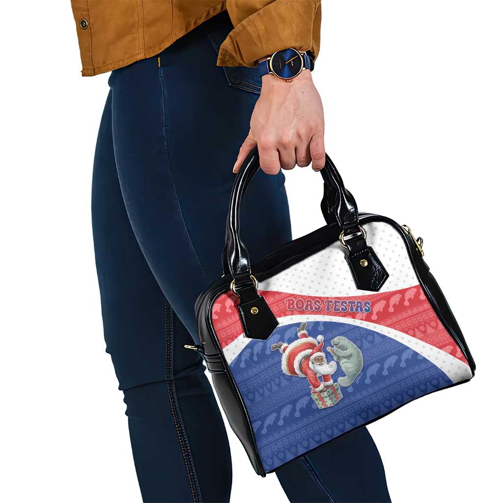 Cape Verde Christmas Shoulder Handbag Black Santa Clause With The Manatee - Wonder Print Shop