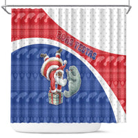 Cape Verde Christmas Shower Curtain Black Santa Clause With The Manatee - Wonder Print Shop