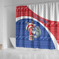 Cape Verde Christmas Shower Curtain Black Santa Clause With The Manatee - Wonder Print Shop
