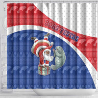 Cape Verde Christmas Shower Curtain Black Santa Clause With The Manatee - Wonder Print Shop