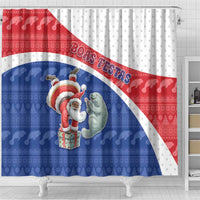 Cape Verde Christmas Shower Curtain Black Santa Clause With The Manatee - Wonder Print Shop