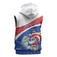 Personalized Cape Verde Christmas Sleeveless Zip Hoodie Black Santa Clause With The Manatee - Wonder Print Shop