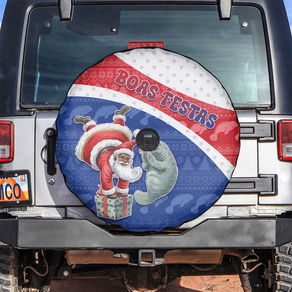Cape Verde Christmas Spare Tire Cover Black Santa Clause With The Manatee - Wonder Print Shop