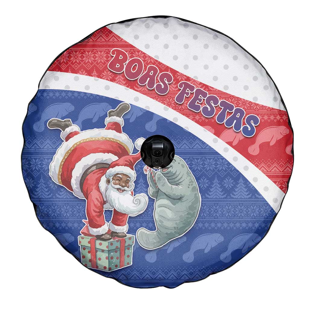 Cape Verde Christmas Spare Tire Cover Black Santa Clause With The Manatee - Wonder Print Shop