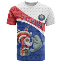 Personalized Cape Verde Christmas T Shirt Black Santa Clause With The Manatee - Wonder Print Shop