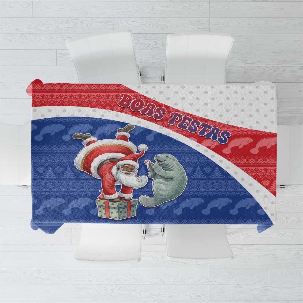 Cape Verde Christmas Tablecloth Black Santa Clause With The Manatee - Wonder Print Shop