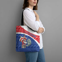 Cape Verde Christmas Tote Bag Black Santa Clause With The Manatee - Wonder Print Shop