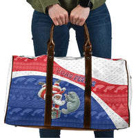 Cape Verde Christmas Travel Bag Black Santa Clause With The Manatee - Wonder Print Shop
