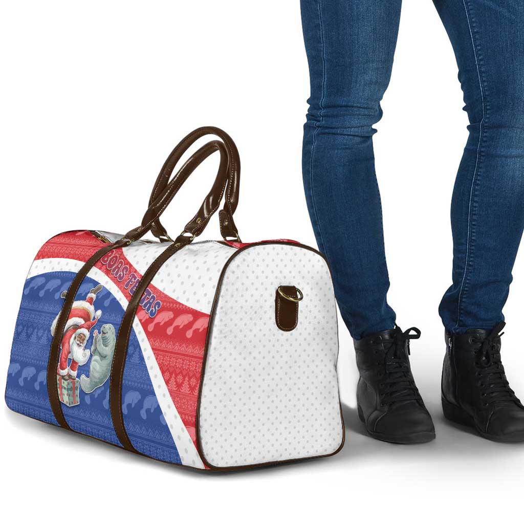 Cape Verde Christmas Travel Bag Black Santa Clause With The Manatee - Wonder Print Shop