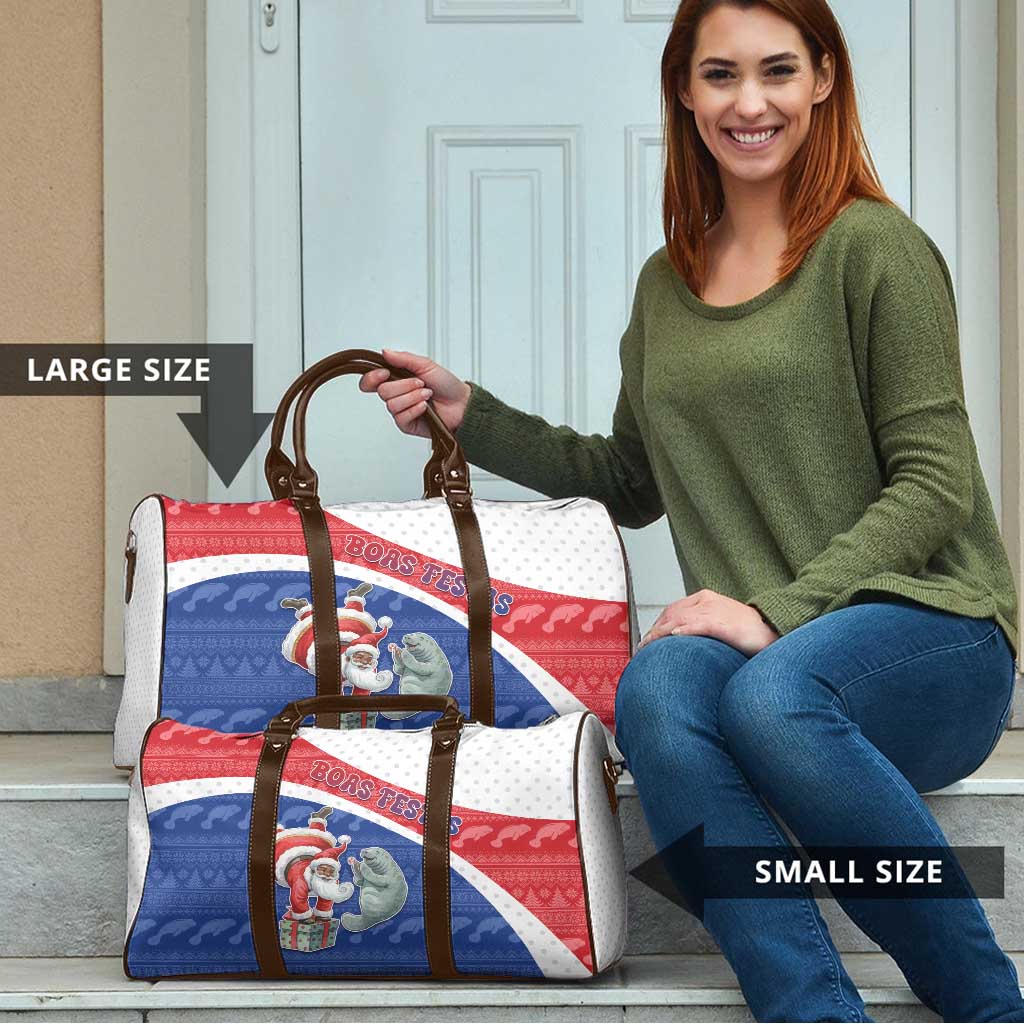 Cape Verde Christmas Travel Bag Black Santa Clause With The Manatee - Wonder Print Shop