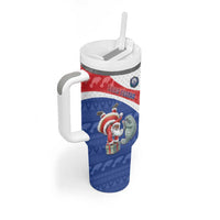 Personalized Cape Verde Christmas Tumbler With Handle Black Santa Clause With The Manatee - Wonder Print Shop