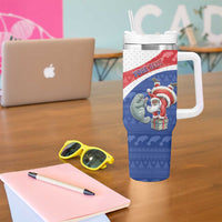 Personalized Cape Verde Christmas Tumbler With Handle Black Santa Clause With The Manatee - Wonder Print Shop