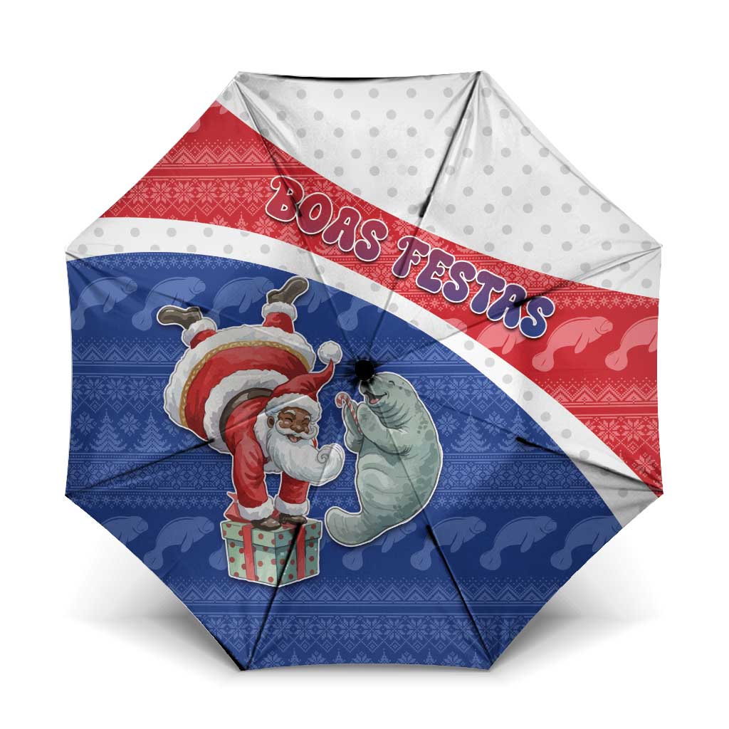 Cape Verde Christmas Umbrella Black Santa Clause With The Manatee - Wonder Print Shop