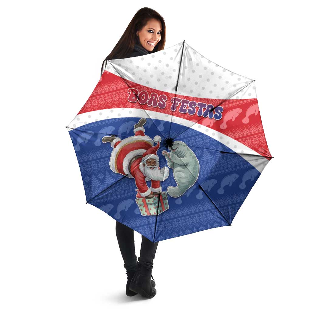 Cape Verde Christmas Umbrella Black Santa Clause With The Manatee - Wonder Print Shop