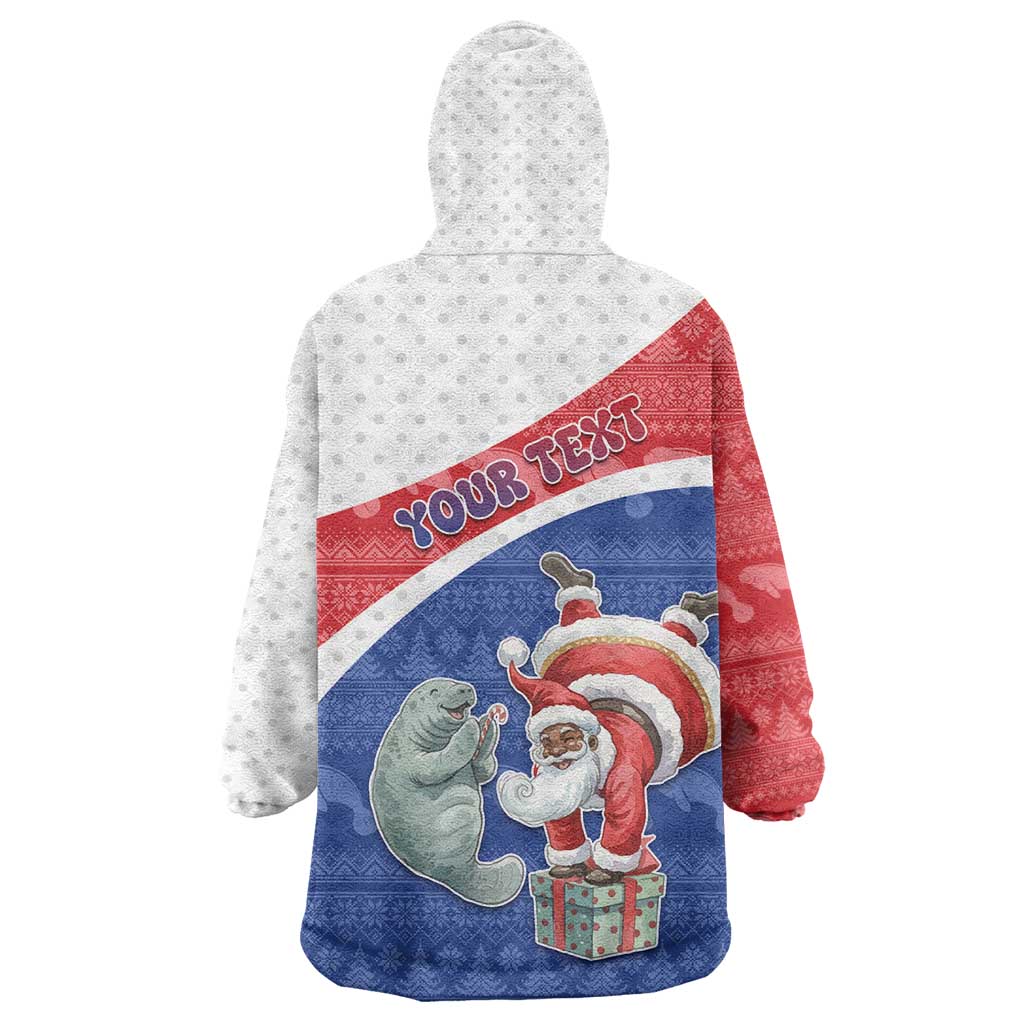 Personalized Cape Verde Christmas Wearable Blanket Hoodie Black Santa Clause With The Manatee - Wonder Print Shop