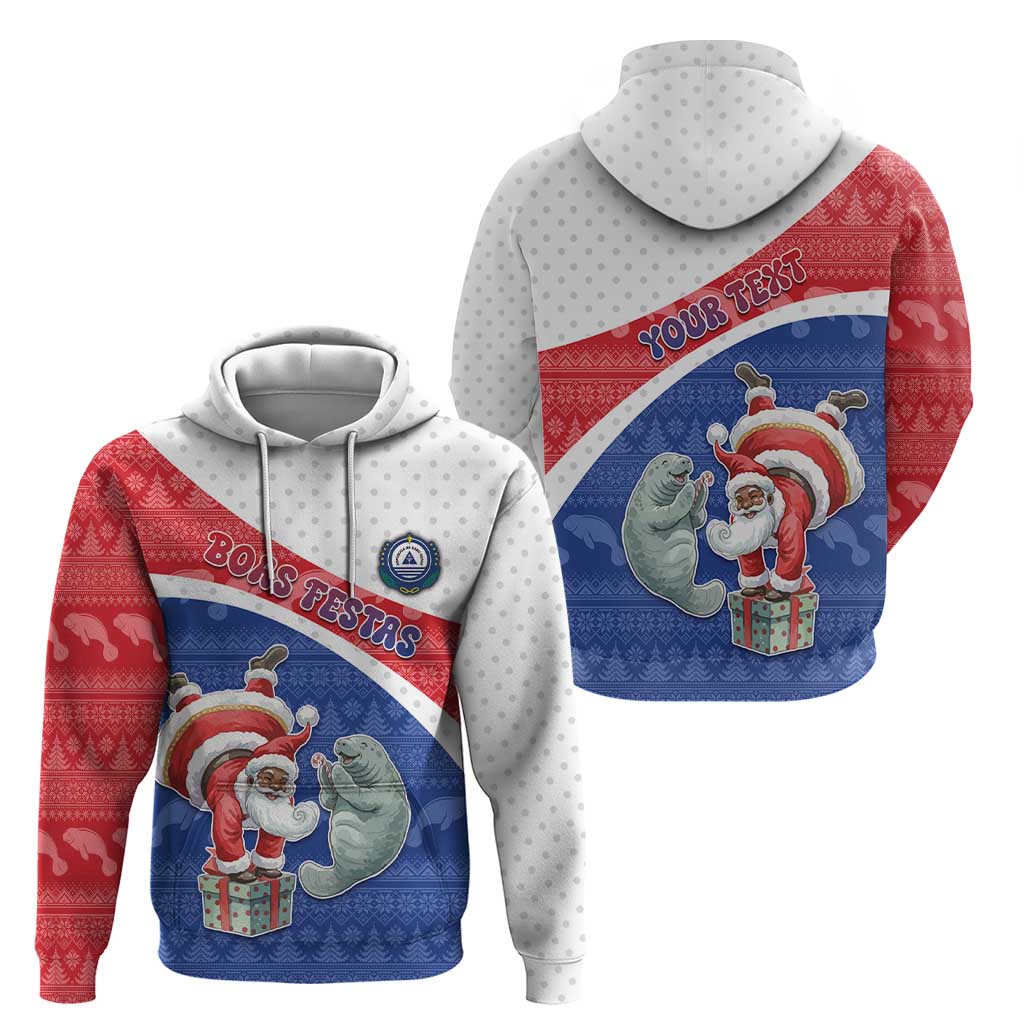 Personalized Cape Verde Christmas Zip Hoodie Black Santa Clause With The Manatee - Wonder Print Shop