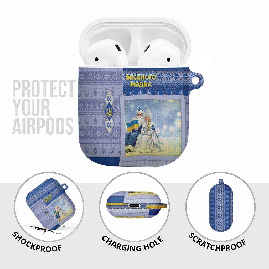 Ukraine Ded Moroz And Snegurochka Christmas AirPods Case With Wool Effect Patterns - Wonder Print Shop