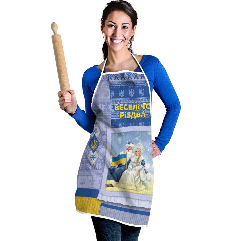 Ukraine Ded Moroz And Snegurochka Christmas Apron With Wool Effect Patterns - Wonder Print Shop