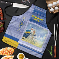 Ukraine Ded Moroz And Snegurochka Christmas Apron With Wool Effect Patterns - Wonder Print Shop