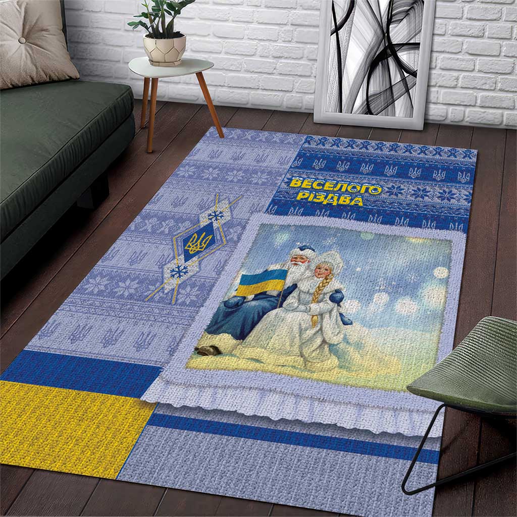 Ukraine Ded Moroz And Snegurochka Christmas Area Rug With Wool Effect Patterns - Wonder Print Shop