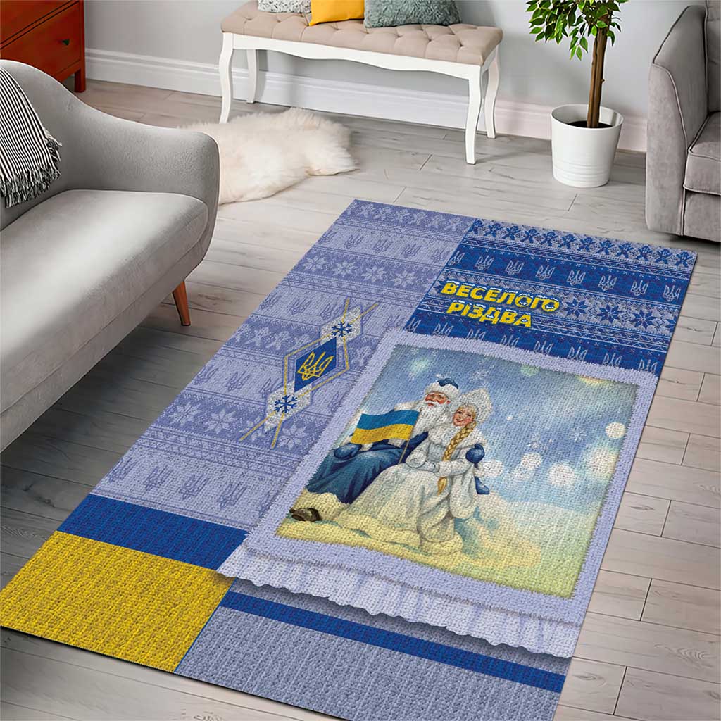 Ukraine Ded Moroz And Snegurochka Christmas Area Rug With Wool Effect Patterns - Wonder Print Shop