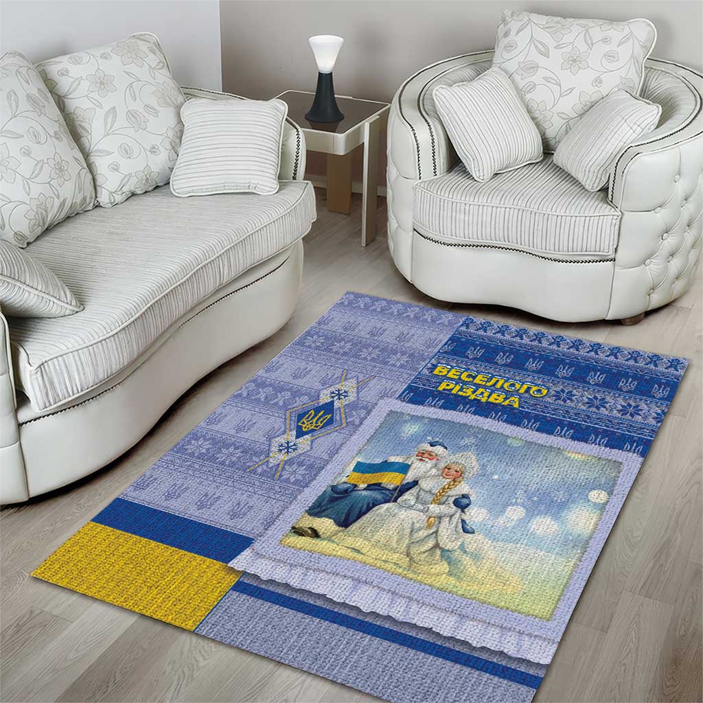 Ukraine Ded Moroz And Snegurochka Christmas Area Rug With Wool Effect Patterns - Wonder Print Shop